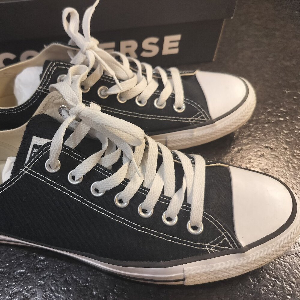 Converse All Star OX Black White Shoes Unisex M9166 Men's 9.5 Women's 11.5
